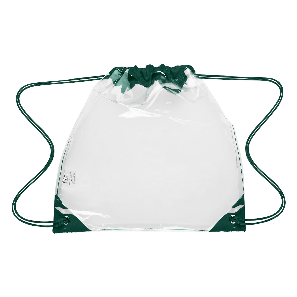 Touchdown Clear EVA Drawstring Backpack - CLEAR WITH FOREST GREEN