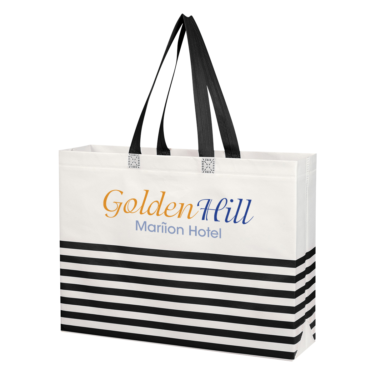 3395 Non-Woven Horizontal Stripe Tote Bag - Hit Promotional