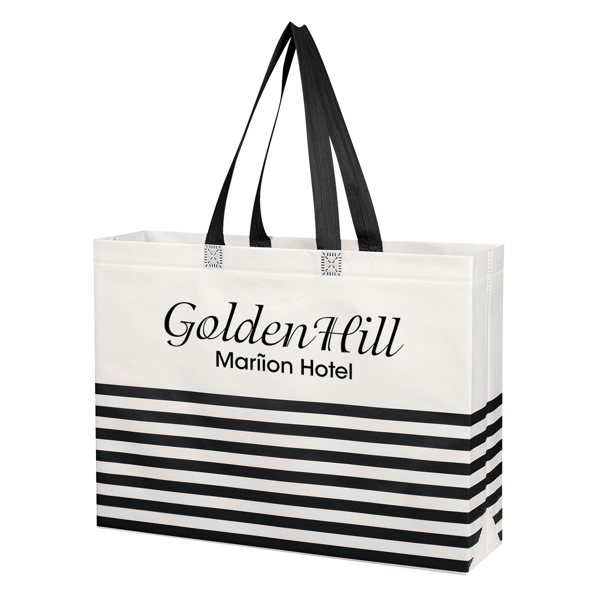 Bold Horizontal Black & White Stripe Tote Bag