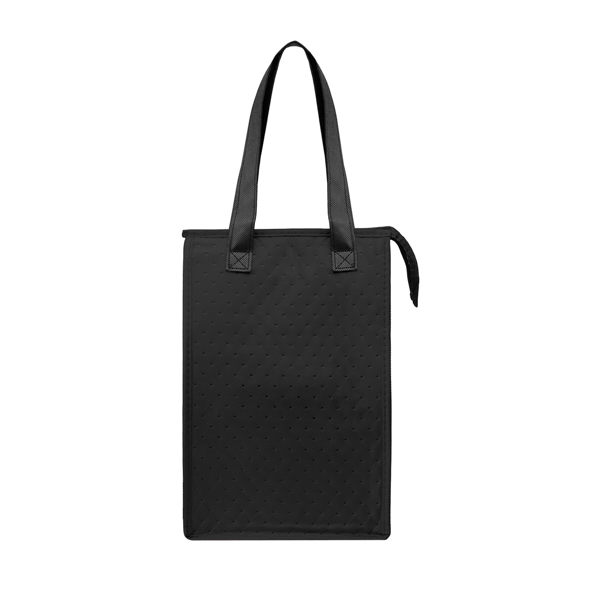 Dimples rPET Non-Woven Cooler Tote Bag - BLACK WITH BLACK