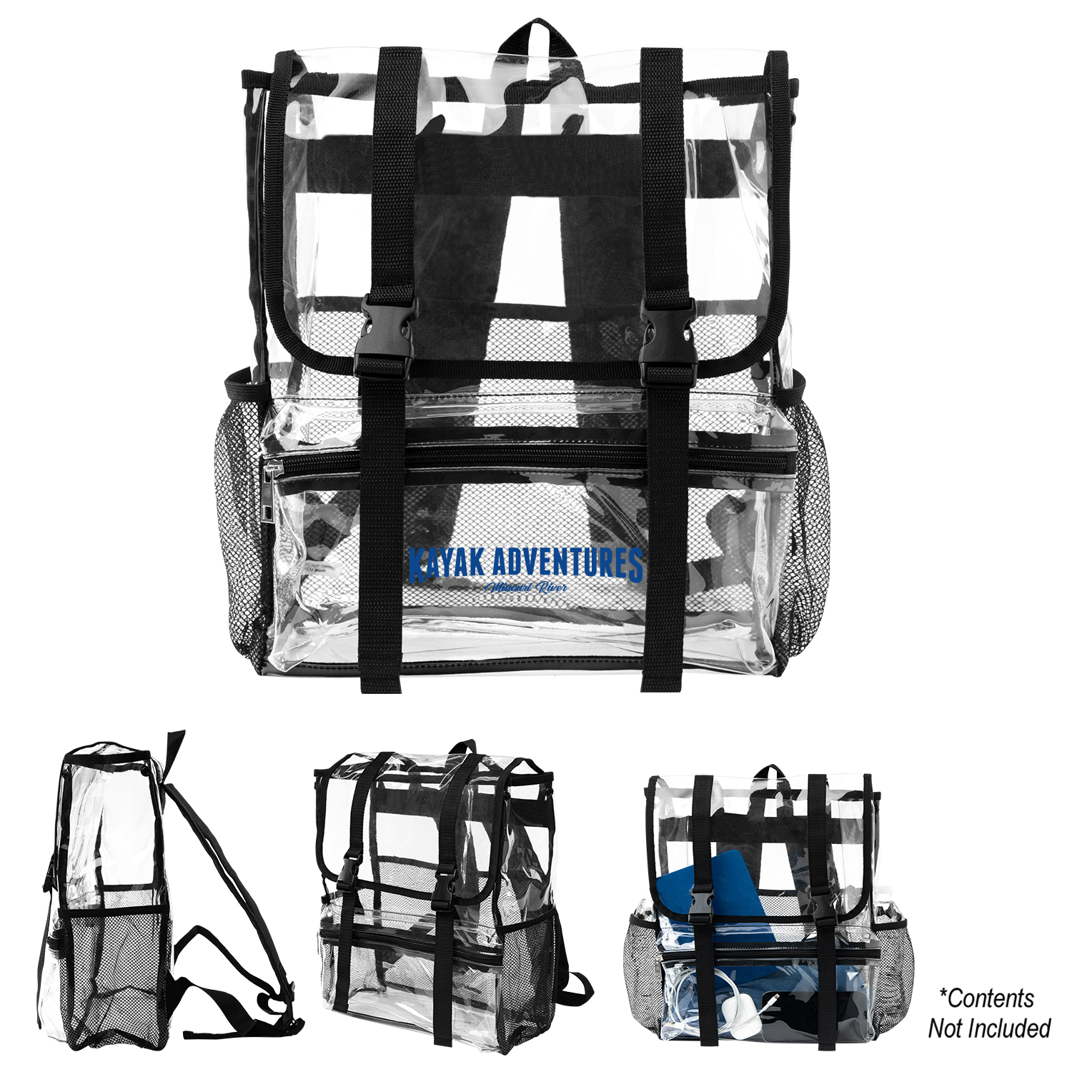 Clear Buckle Backpack - CLEAR WITH BLACK