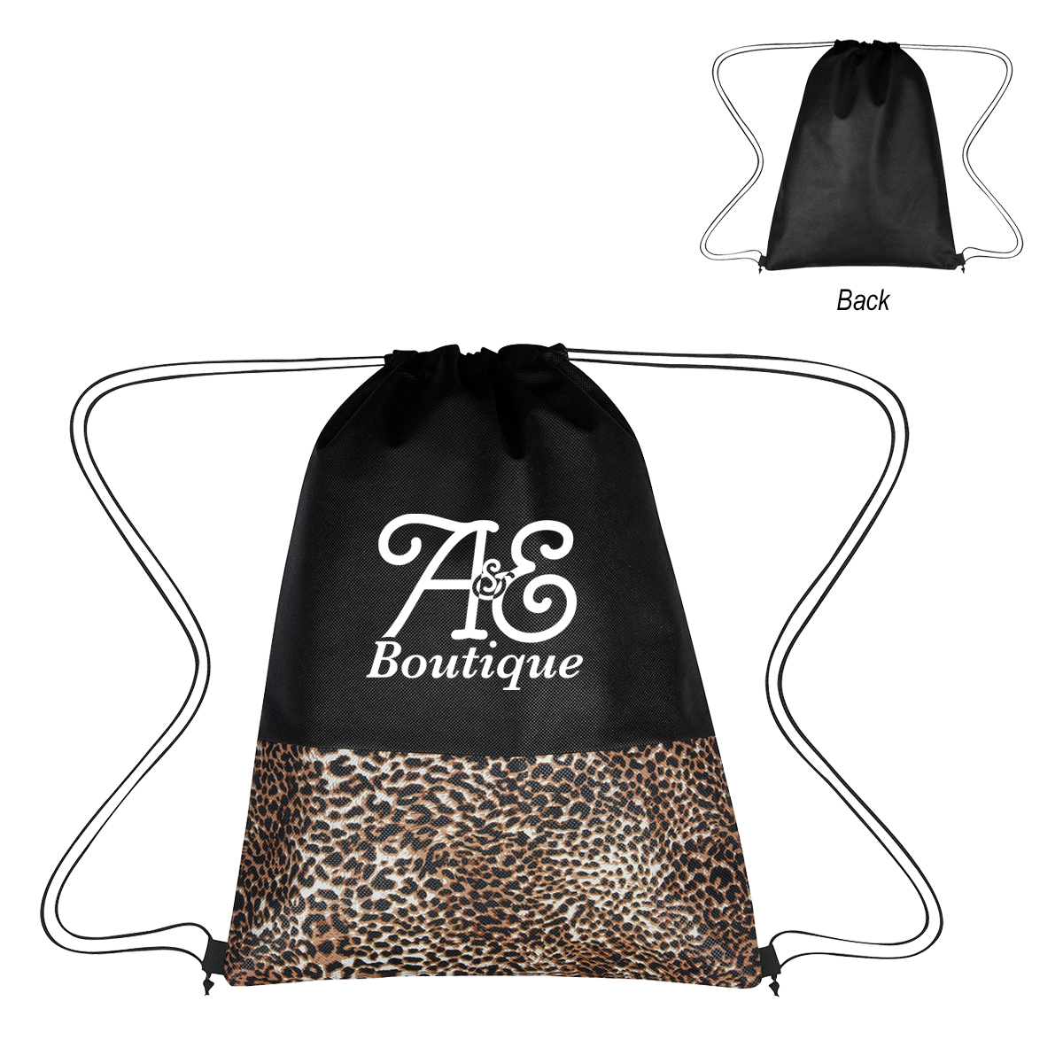 LEOPARD PRINT NON-WOVEN DRAWSTRING BAG-HIT