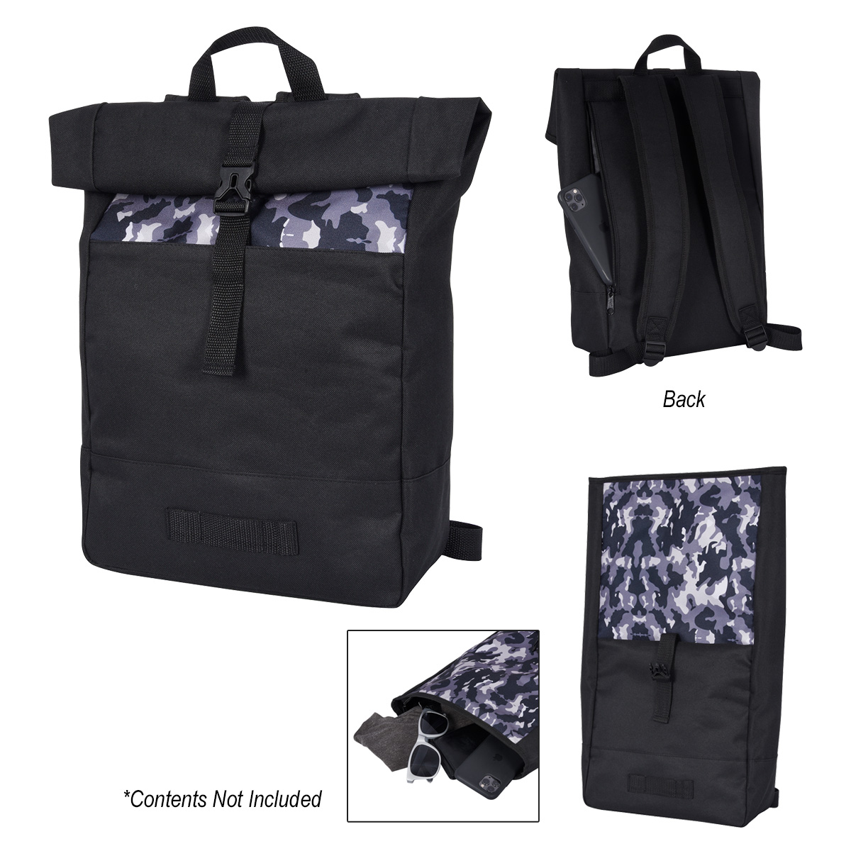 Camo Roll&#45;Top Backpack-HIT