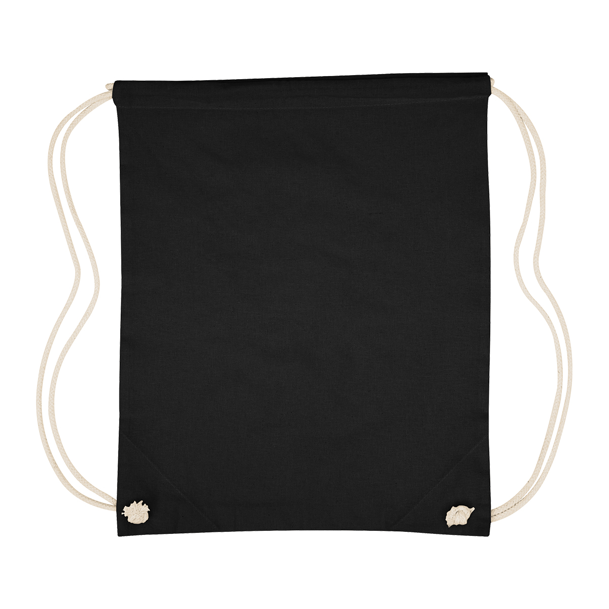 Image 52: Black drawstring bag has white drawstrings on either side