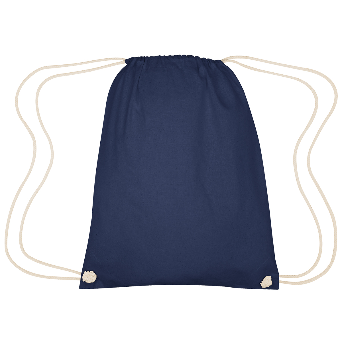 Image 40: Blue drawstring backpack with white strings