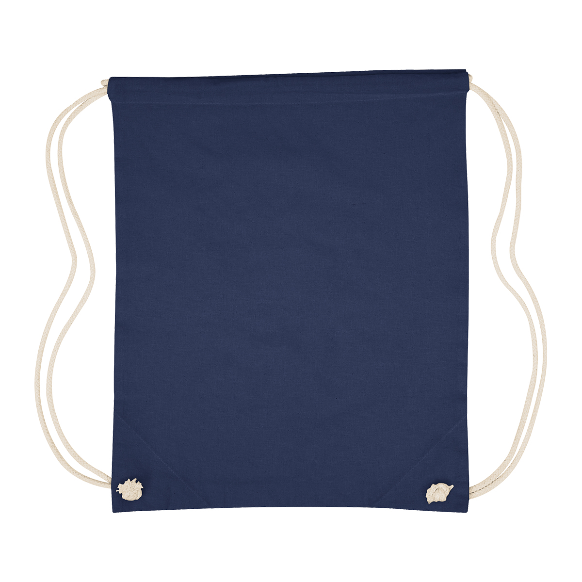 Image 26: Blue drawstring backpack with a cream-colored cord, isolated on white