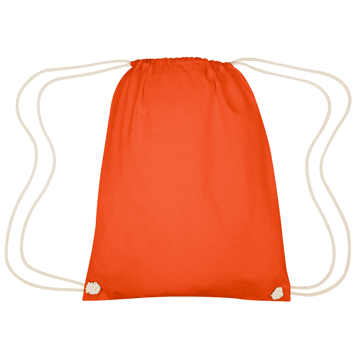 Image 44: Orange drawstring backpack with white cords on white background