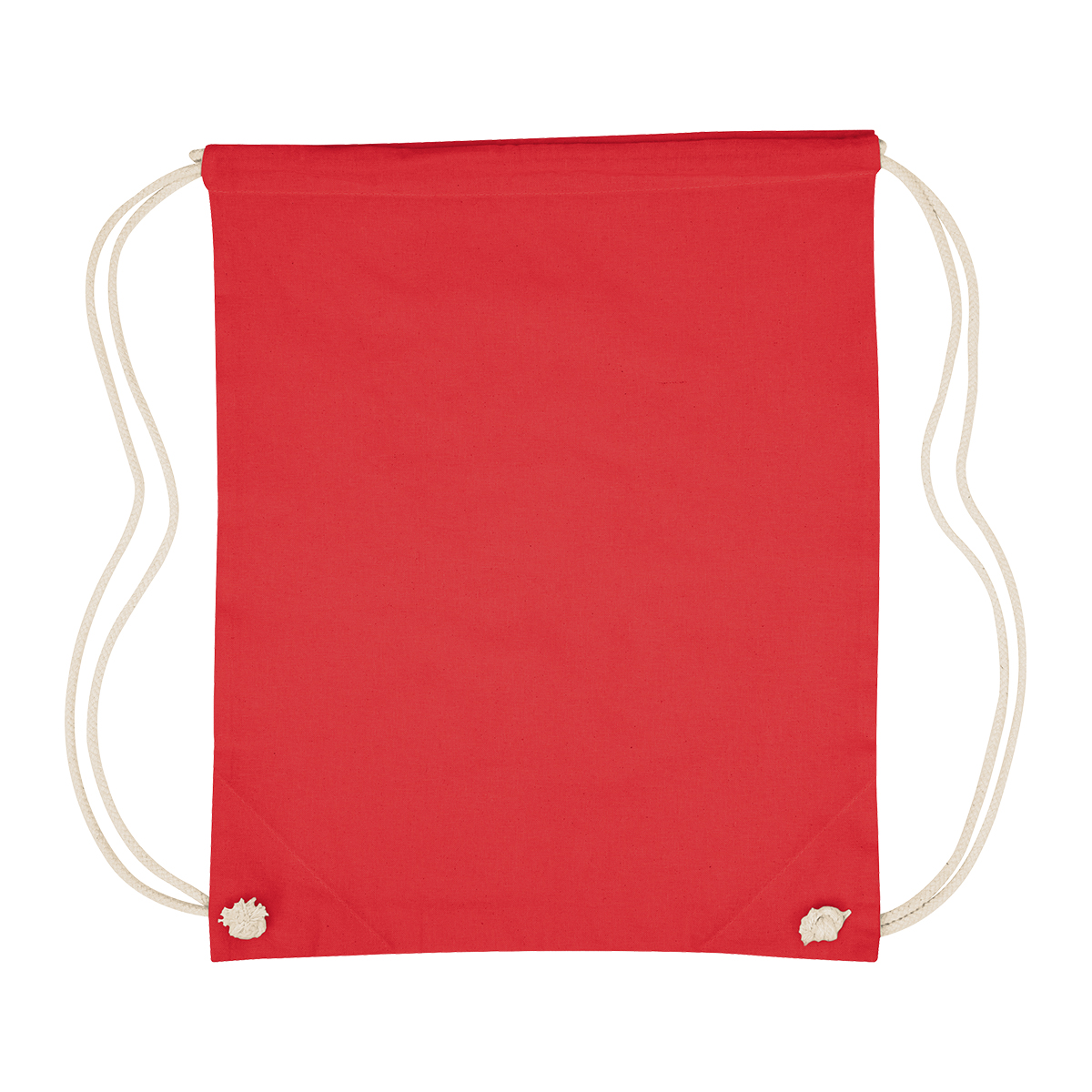 Image 18: Red drawstring backpack with cream-colored rope straps on a white background