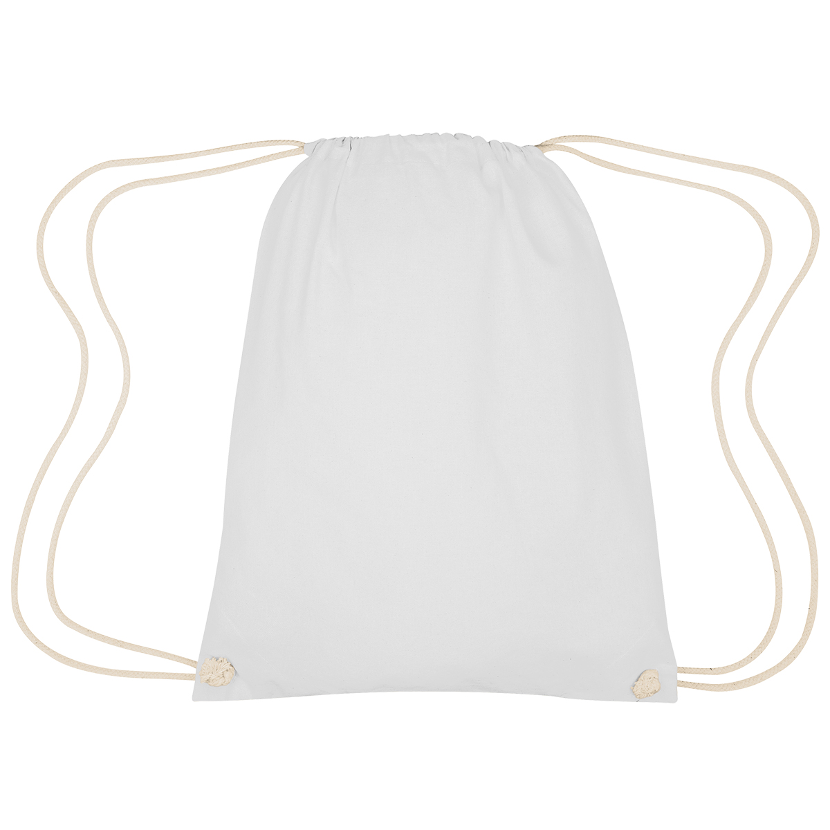 Image 50: White drawstring backpack with a wrinkled surface and light-colored cords