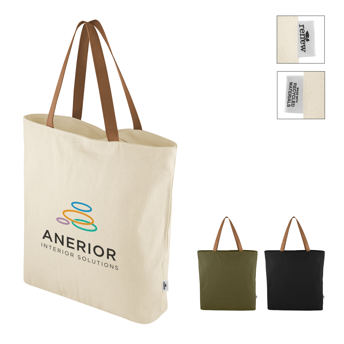 Larchmont 9 Oz. Recycled Cotton Tote Bag - NATURAL WITH BROWN