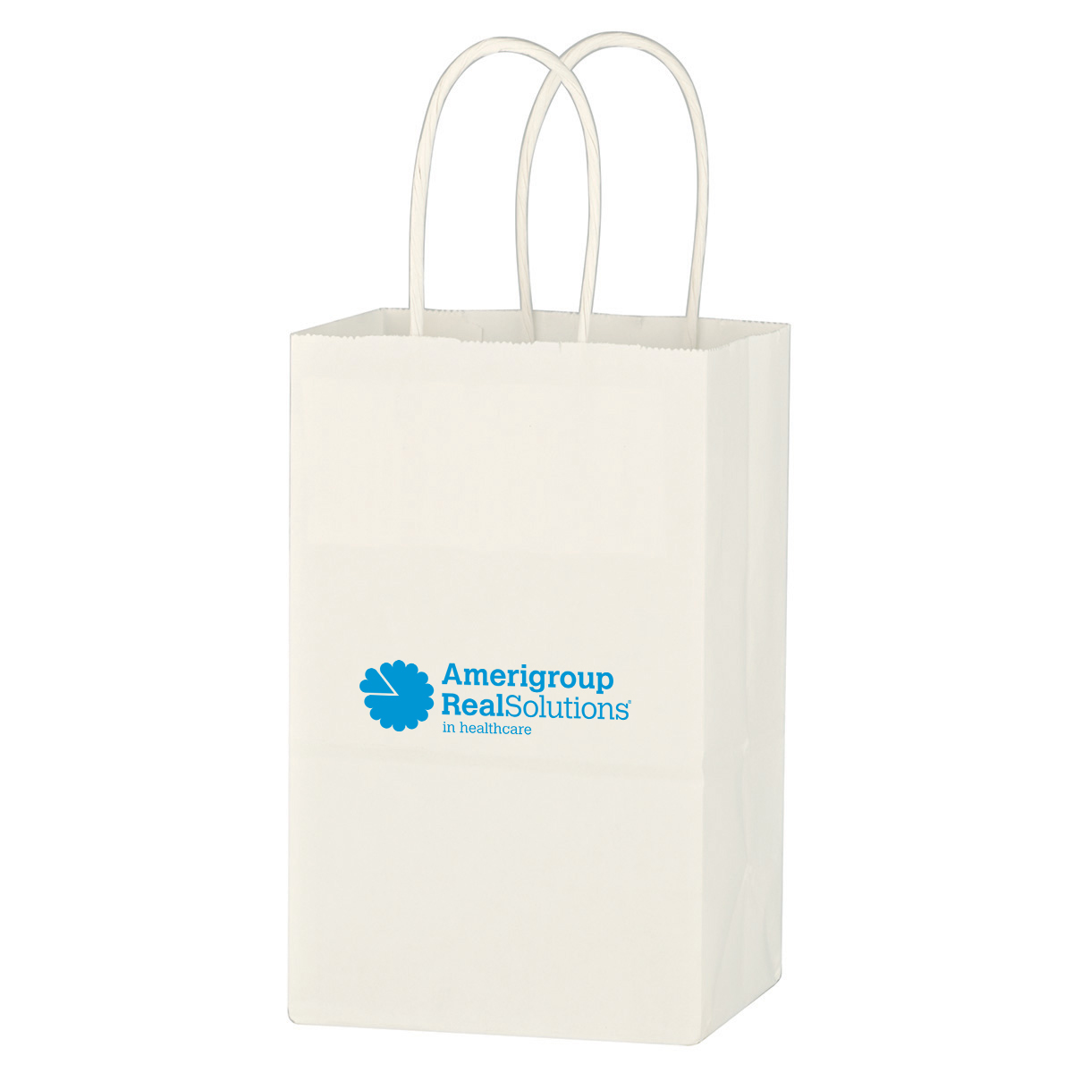 Kraft Paper White Shopping Bag - 5-1/4&#34; x 8-1/4&#34;-HIT