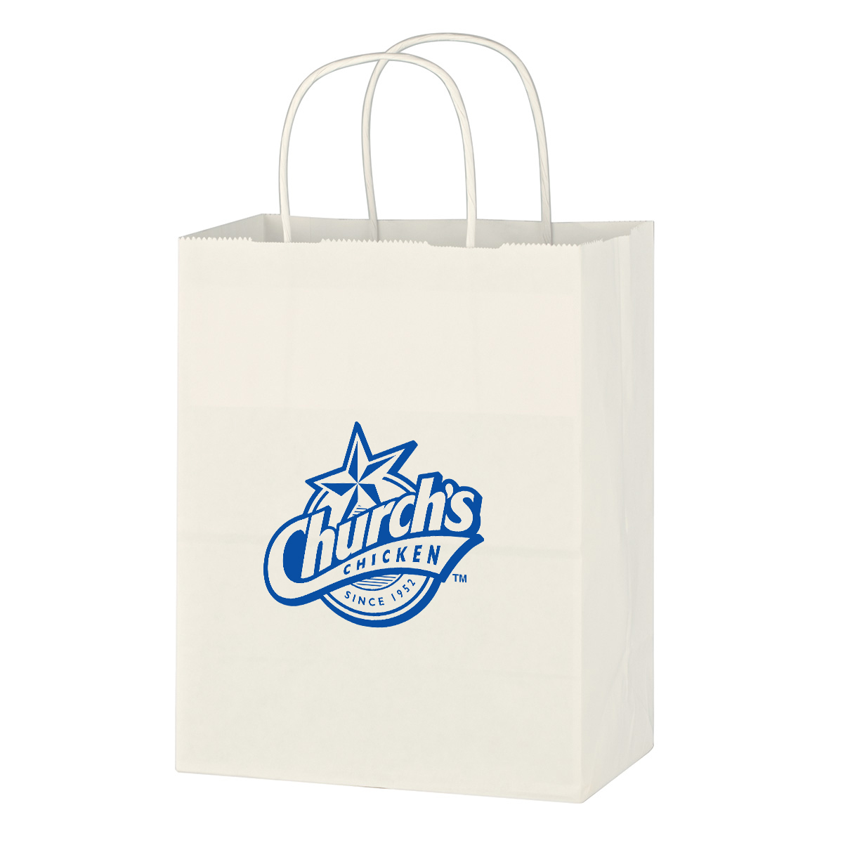 Kraft Paper White Shopping Bag - 8&#34; x 10-1/4&#34;-HIT