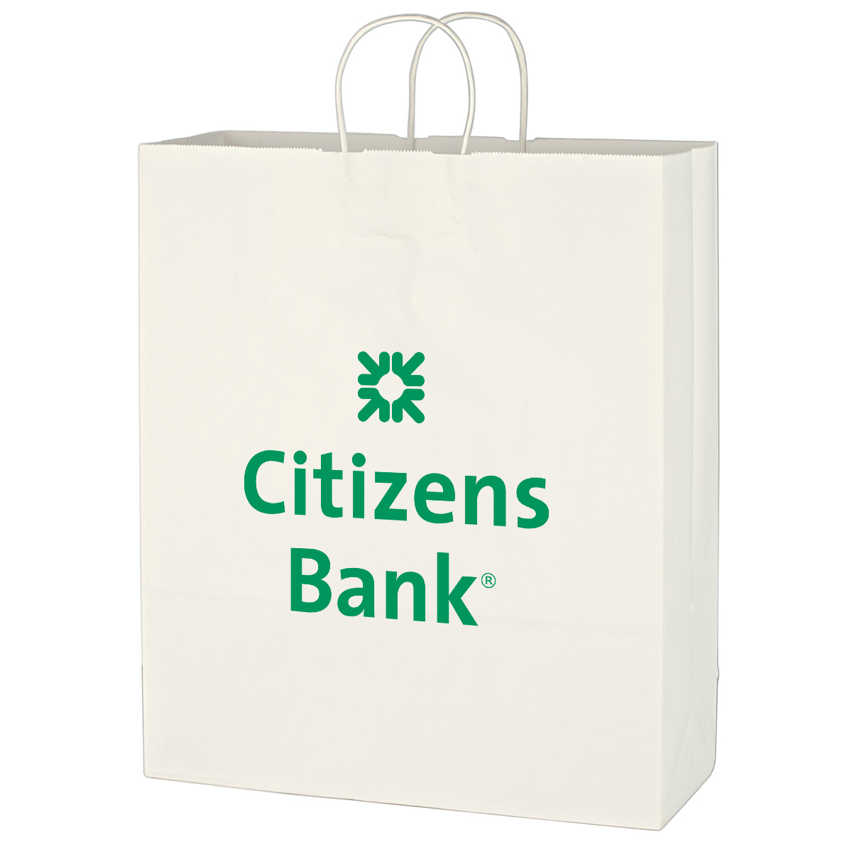 Kraft Paper White Shopping Bag - 16&#34; x 19&#34;-HIT