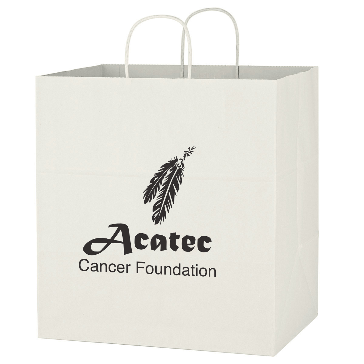 Kraft Paper White Shopping Bag - 14&#34; x 15&#34;-HIT