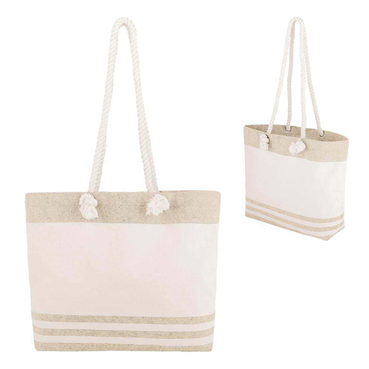 Marlo 10 Oz. Recycled Cotton Tote Bag With Twist Rope Handles - NATURAL WITH BEIGE