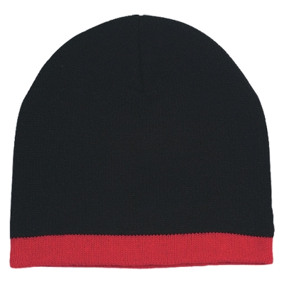 #1076 Knit Beanie With Stripe - Hit Promotional Products