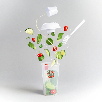 Salad Shaker With Plastic Fork Slides Into Lid For Convenient Storage And Removable Dressing Container Nests In Lid And Holds Up To 4 Tablespoons Of Dressing