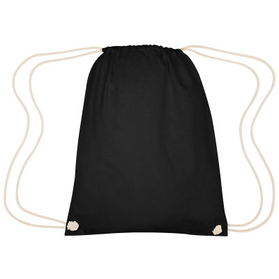 Image 5: Black drawstring bag with thick natural-colored cords
