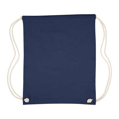 Image 25: Blue square-shaped drawstring bag on a white background