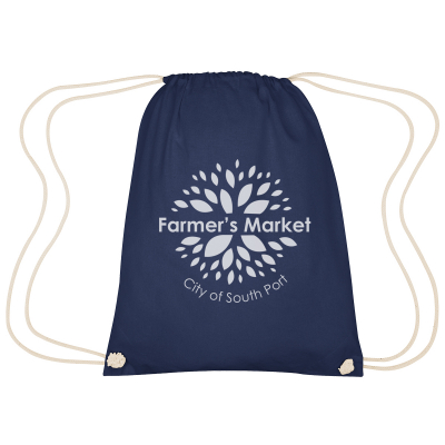 Image 35: A drawstring bag with the words Farmer's Market City of South Port printed on the front