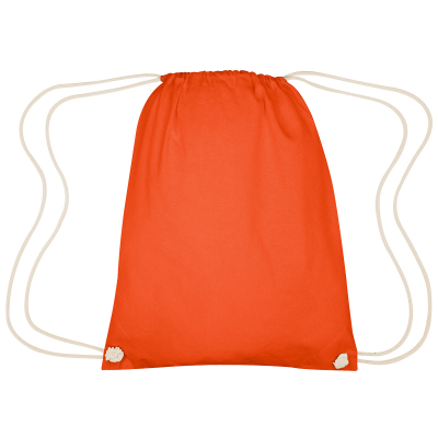 Image 43: Orange drawstring backpack on a white background
