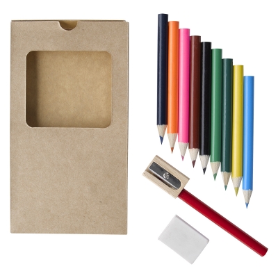10 Colored Pencils, Eraser and Wooden Sharpener