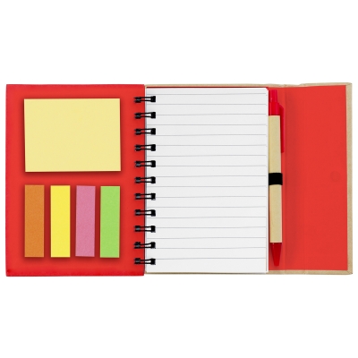 Matching Pen With Paper Barrel In Elastic Pen Loop, Sticky Notes and Sticky Flags In 5 Neon Colors
