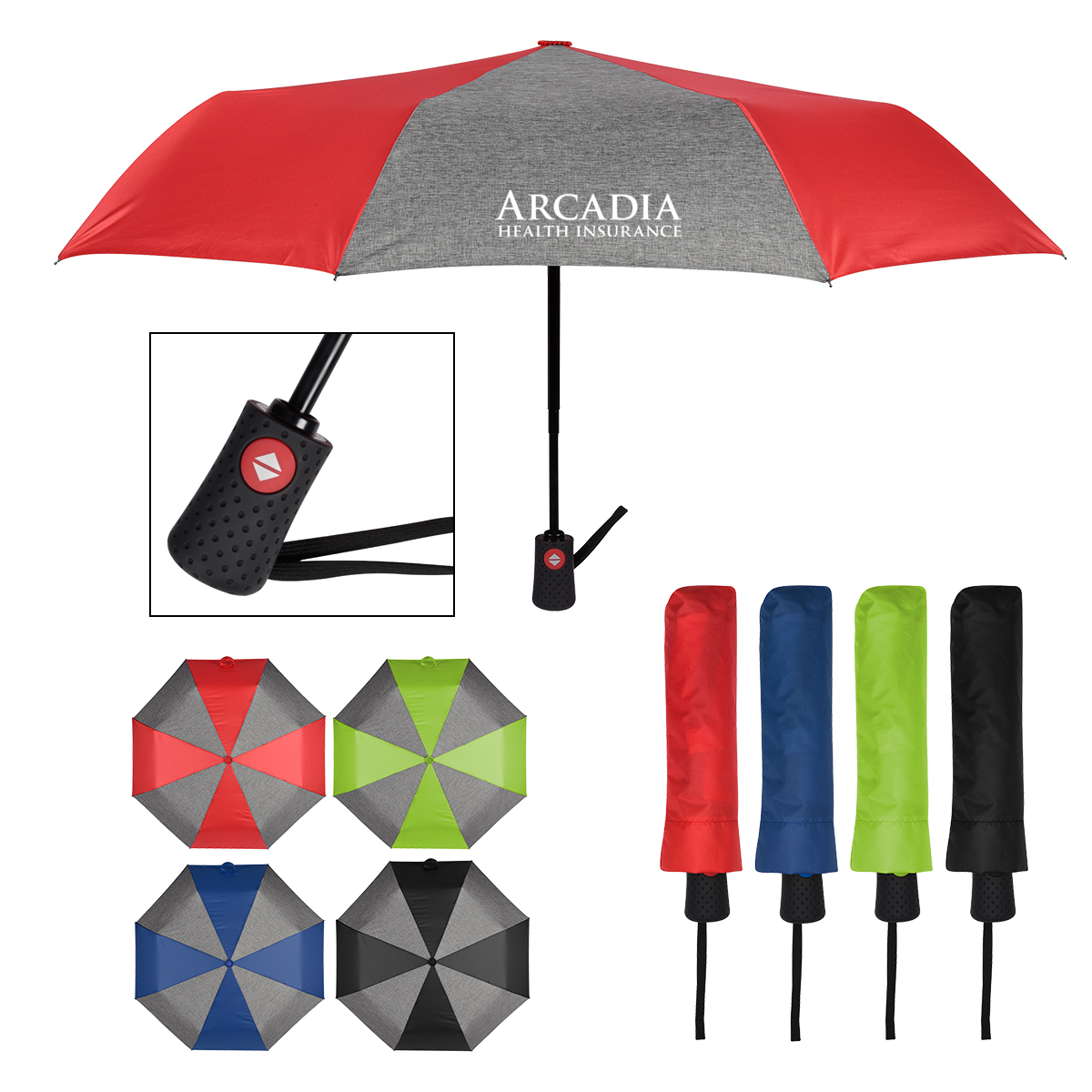 42&#34; ARC HEATHERED TELESCOPIC FOLDING UMBRELLA-HIT