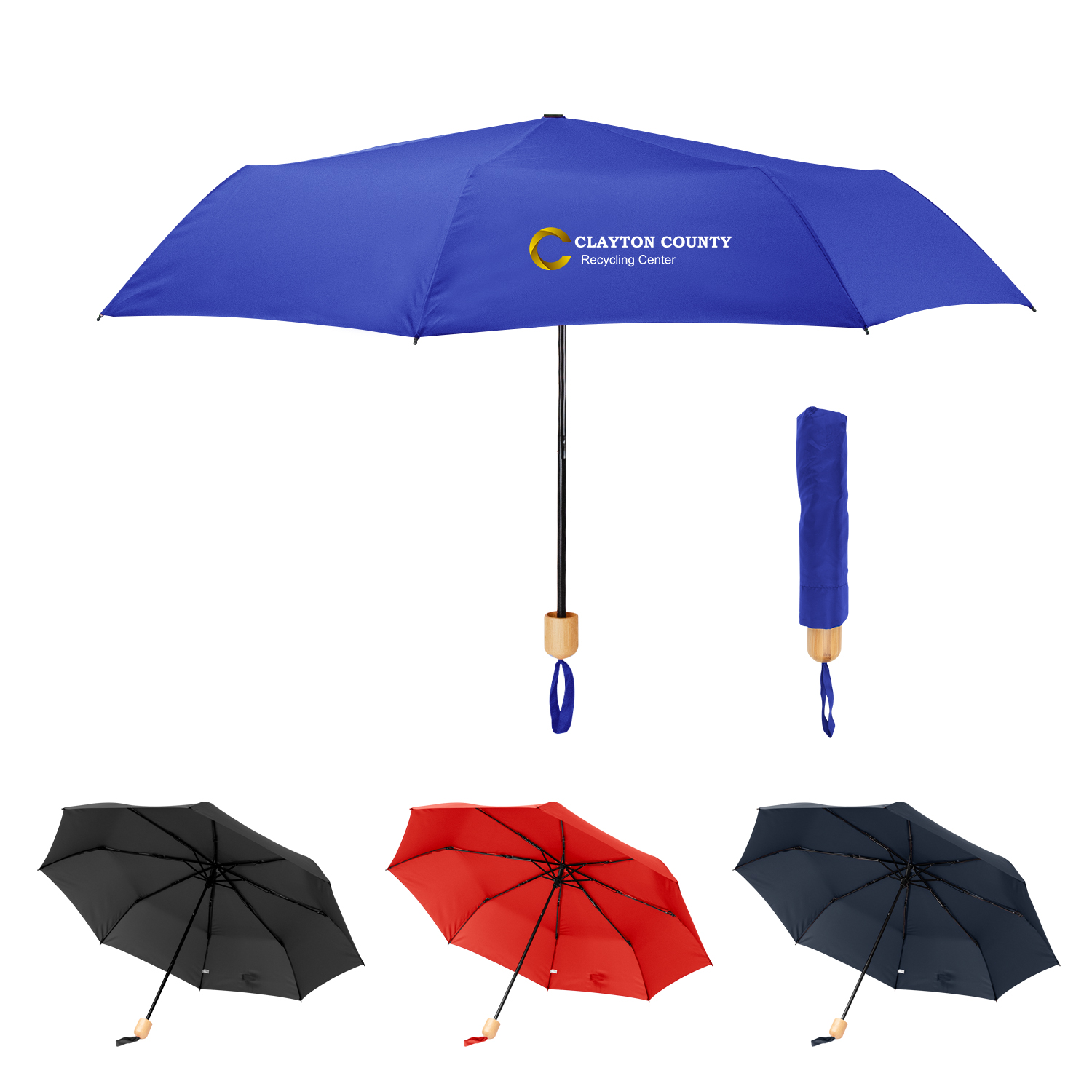41&#34; Arc Umbrella With 100% RPET Canopy & Bamboo Handle-HIT
