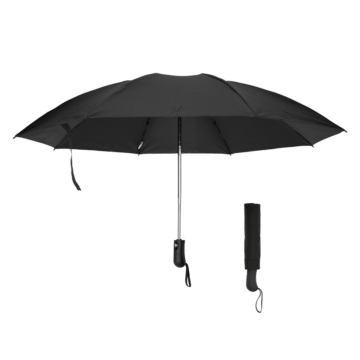 46" Arc Two-Tone Inversion Umbrella With 100% rPET Canopy - BLACK WITH BLACK