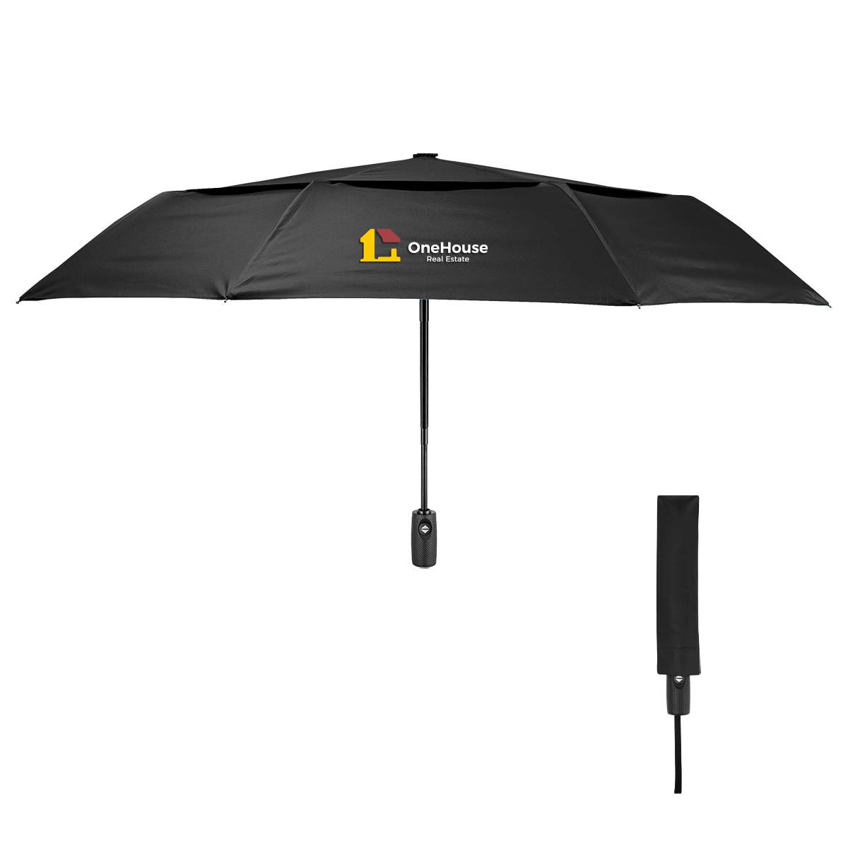 42" Telescopic Folding Umbrella With 100% rPET Canopy