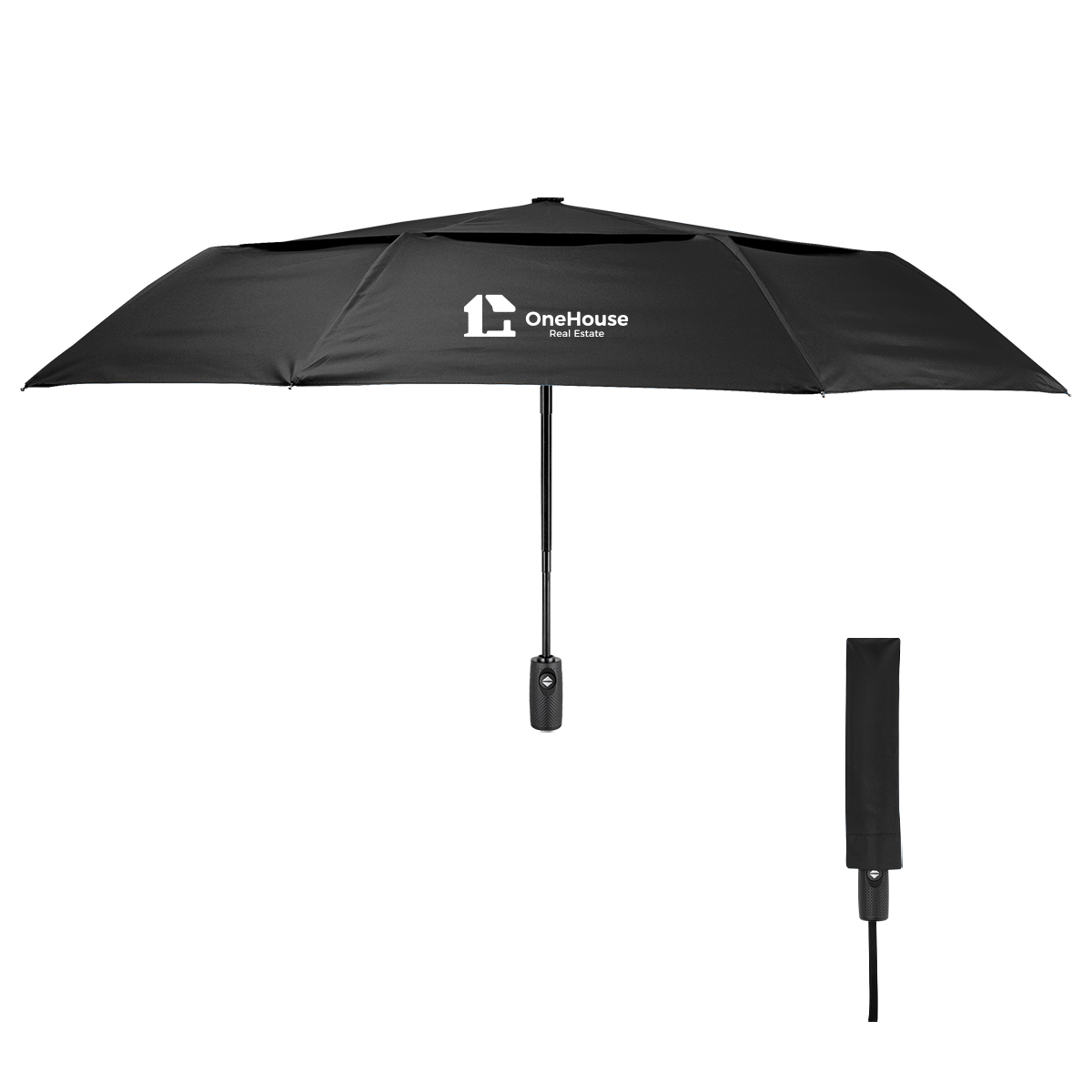 42" Telescopic Folding Umbrella With 100% rPET Canopy