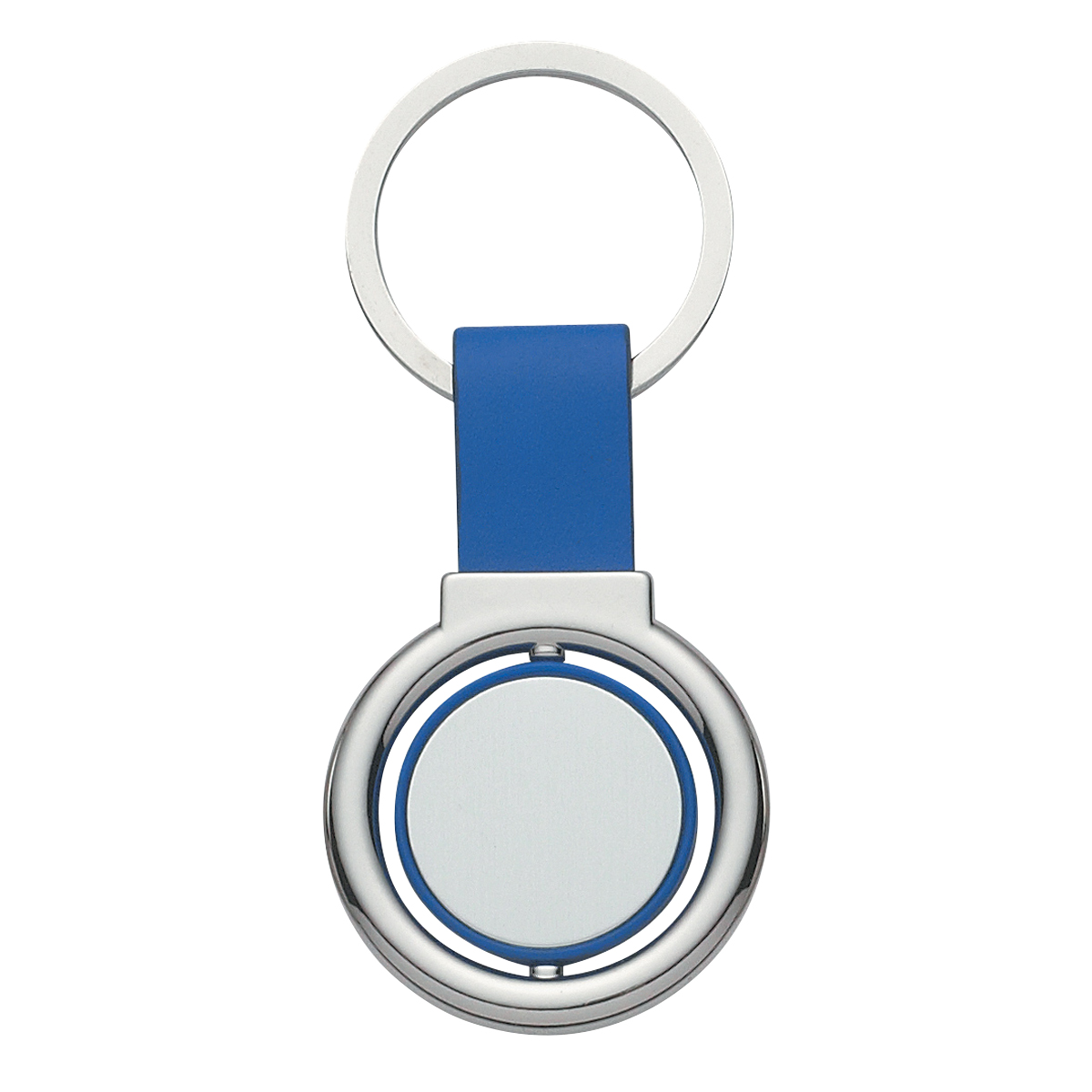 Circular metal spinner key tag