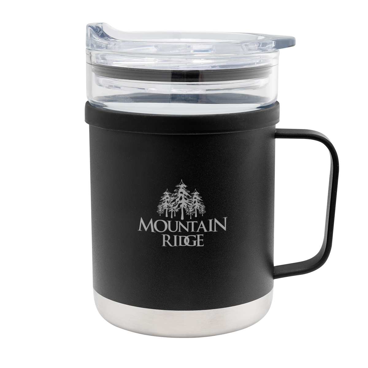 15 Oz. Glass And Stainless Steel Mug - BLACK
