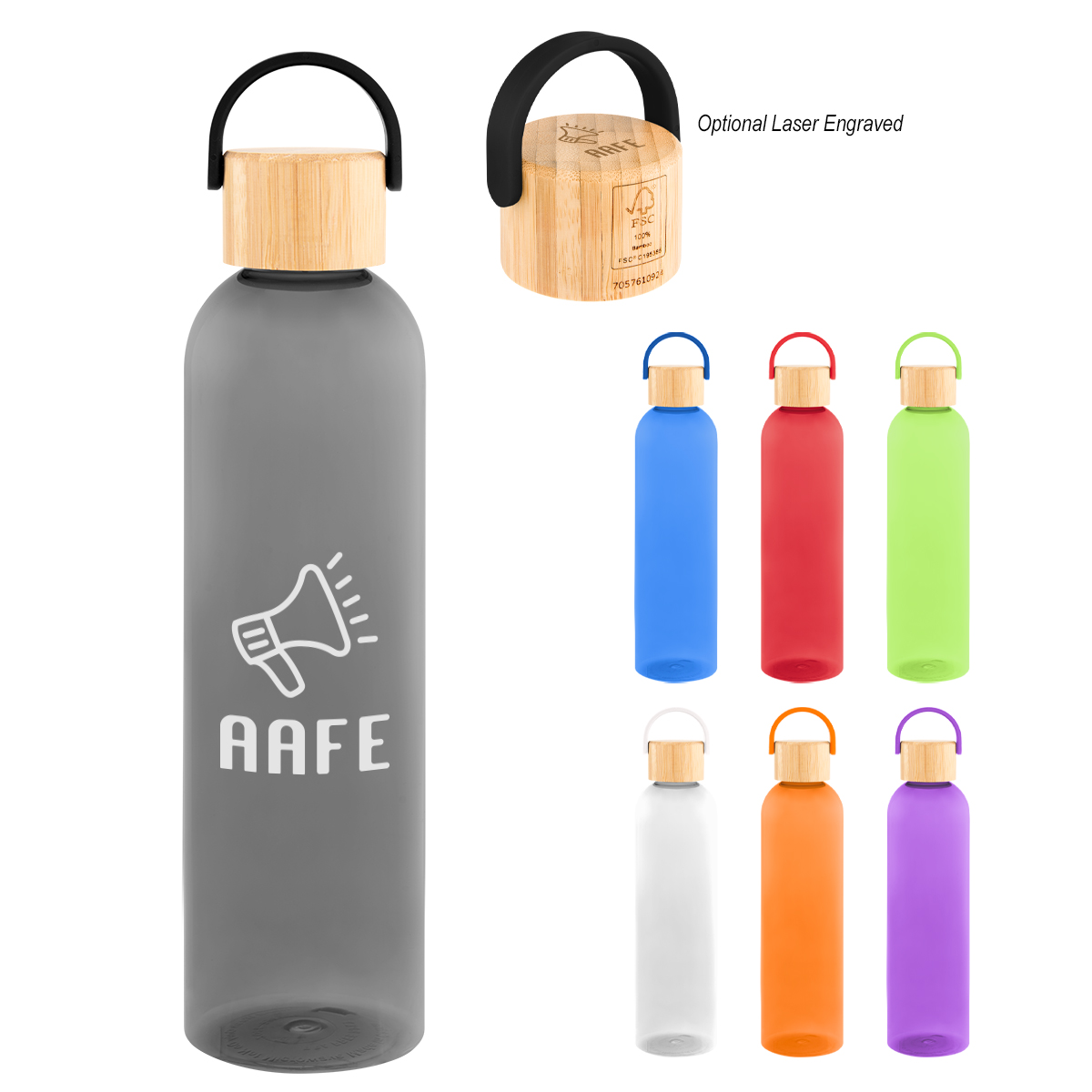 32 Oz. Jeffrey rPET Bottle With Bamboo Lid And Easy Carry Handle