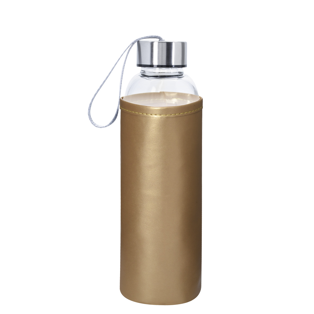18 OZ. Aqua Pure Glass Bottle With Metallic Sleeve-HIT