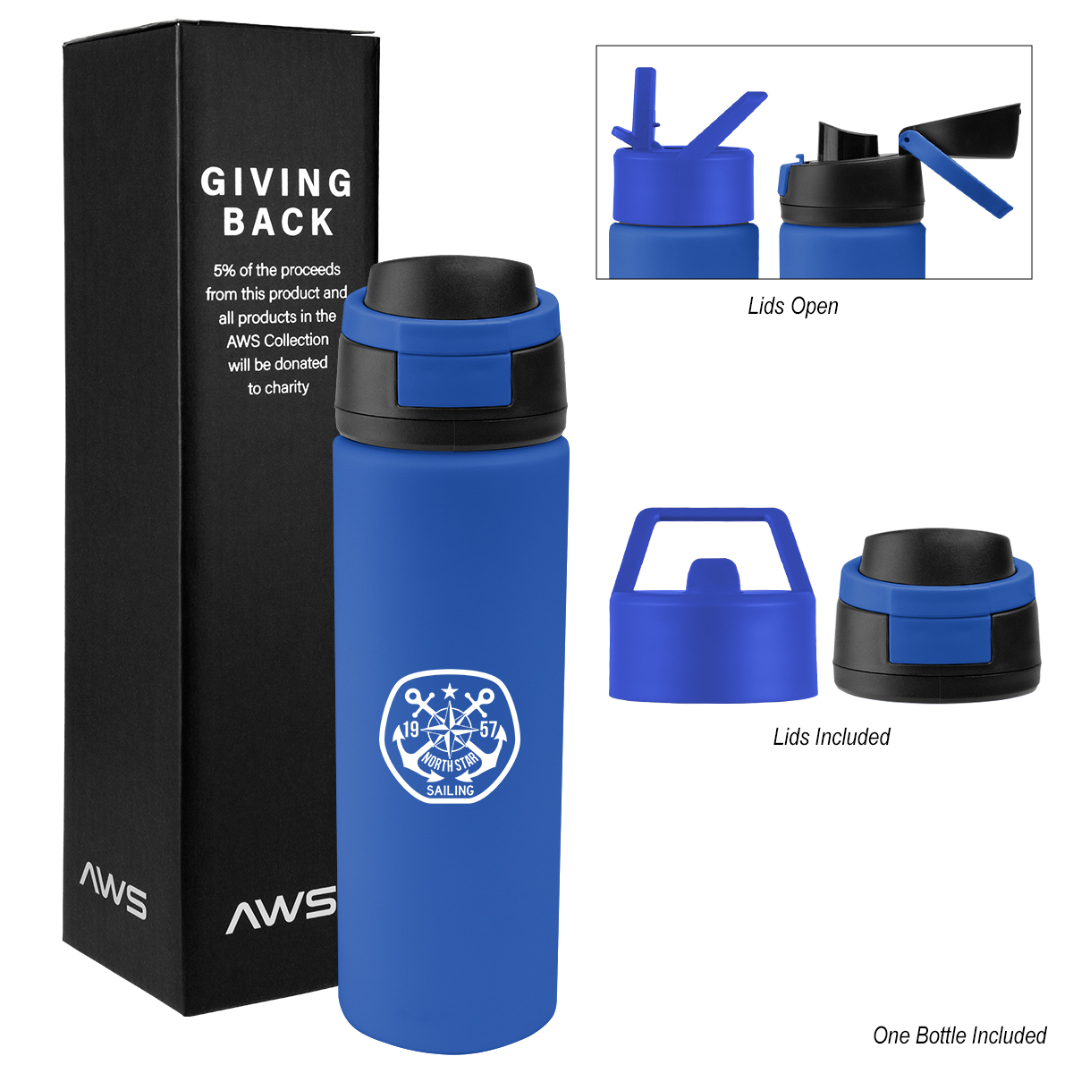 AWS 24 Oz. Pop Sip Recycled Stainless Steel Bottle Kit