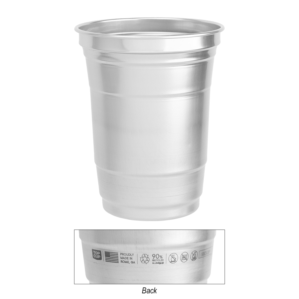 Top Cup By Ball™ 16 Oz. Full Color Aluminum Cup — SILVER