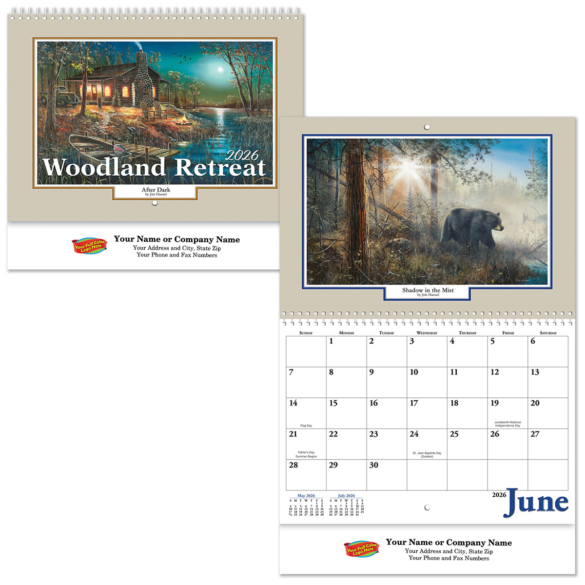 Full Color Woodland Retreat Spiral Wall Calendar