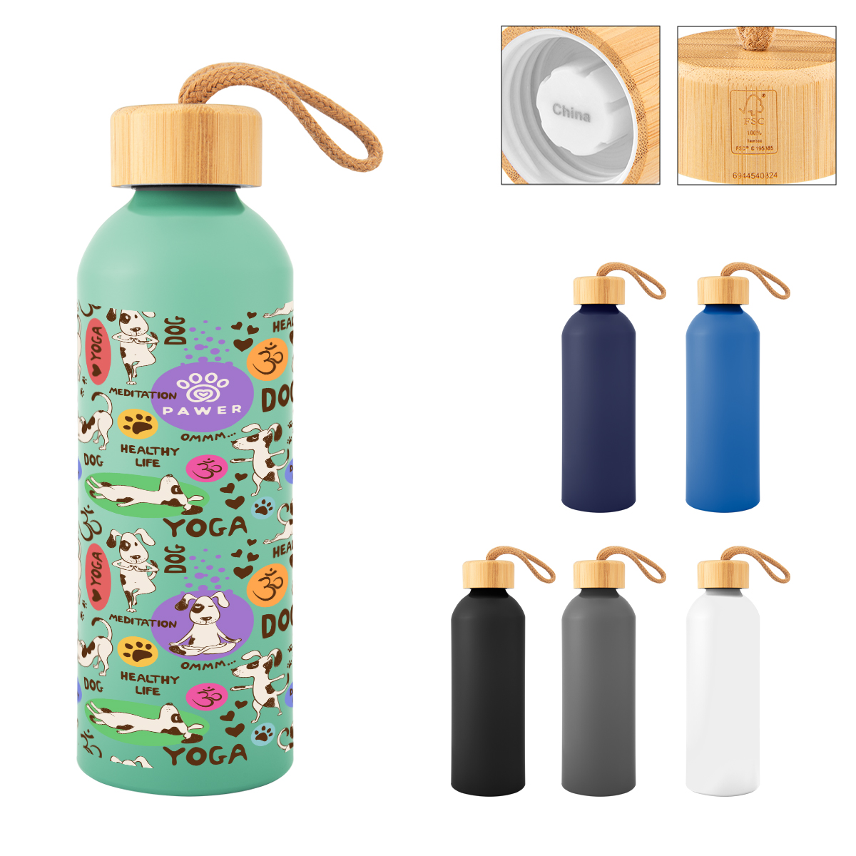25 Oz. Blaire Recycled Aluminum Bottle With Bamboo Lid