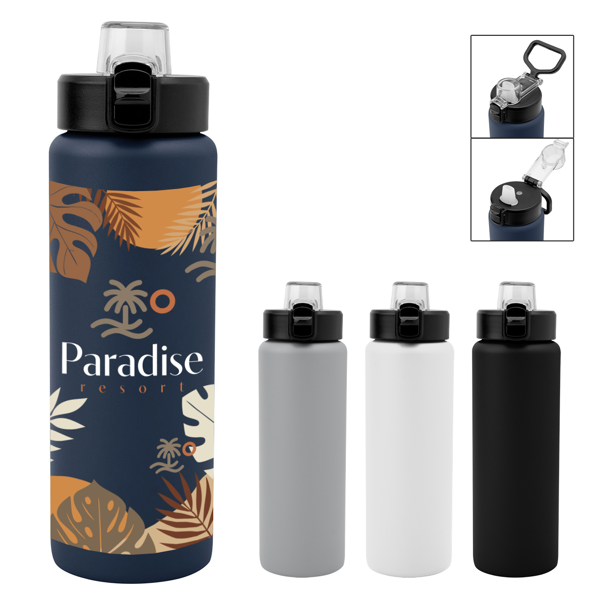 30 Oz. Full Color Nolan Recycled Single Wall Stainless Steel Bottle custom promotional product
