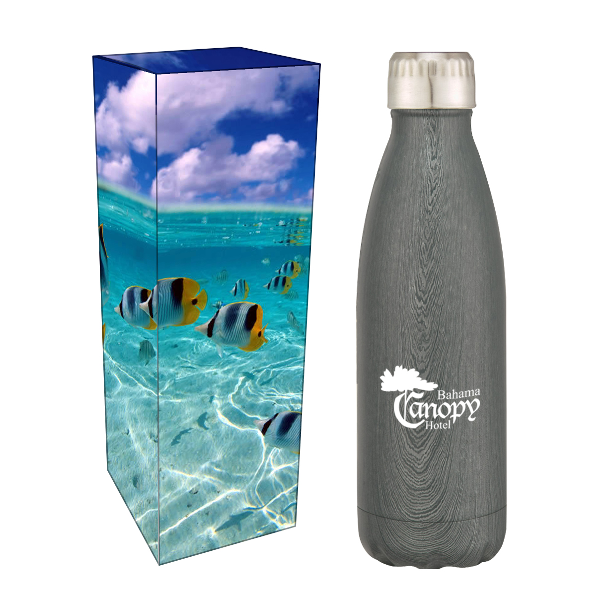 16 Oz. Swig Stainless Steel Woodtone Bottle With Custom Box-Swig