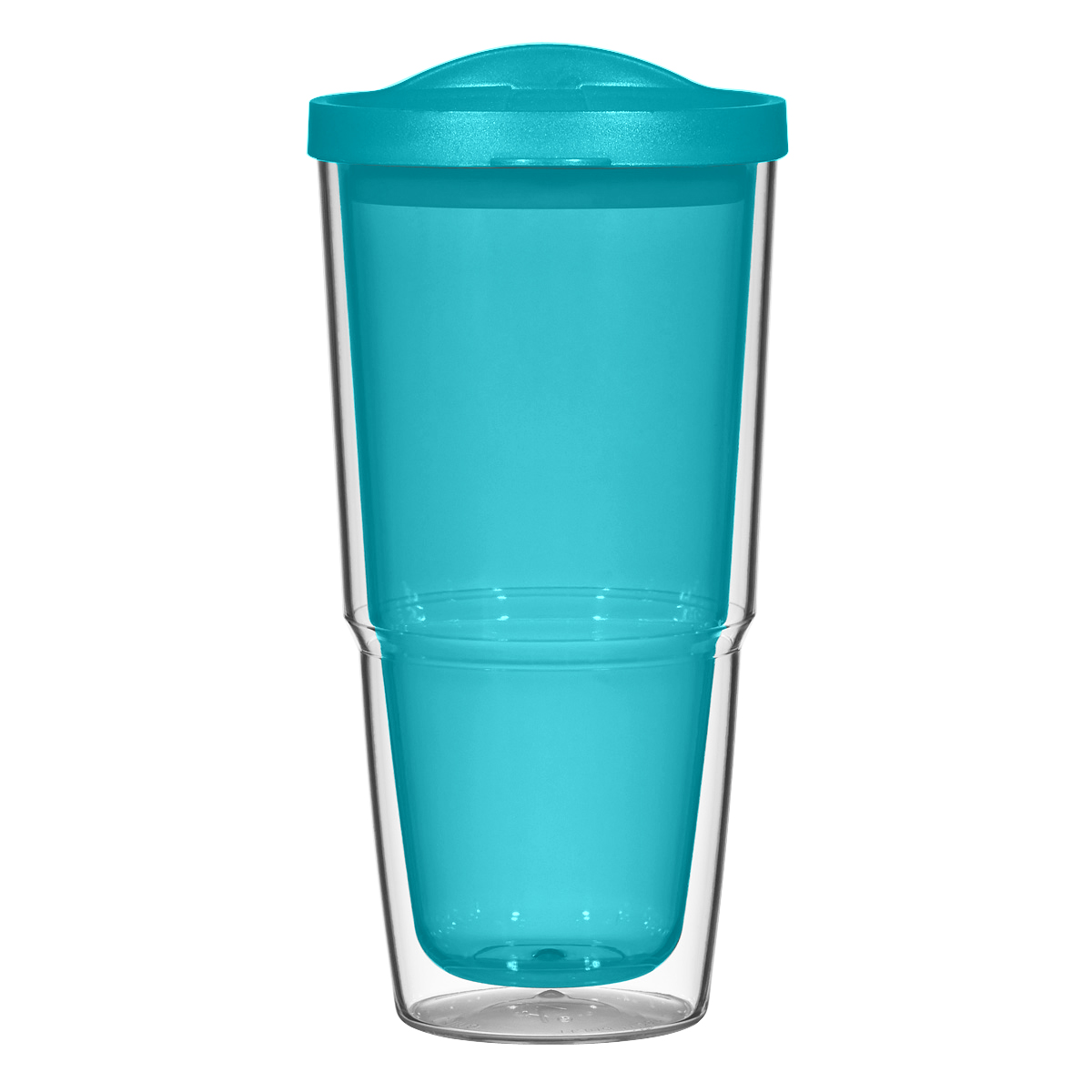 24 Oz. Biggie Tumbler With Lid - CLOSEOUT CLEAR WITH TEAL