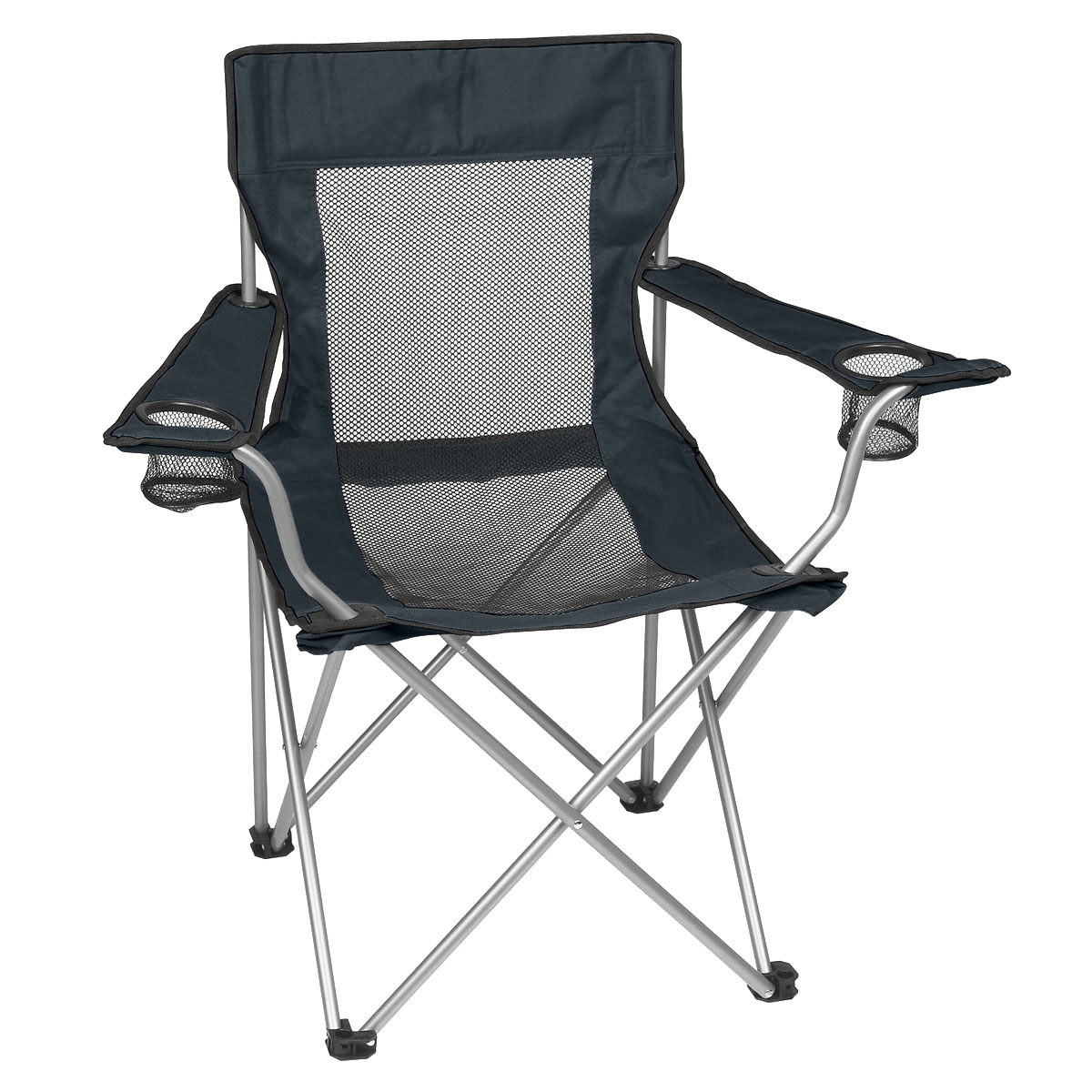 Mesh Folding Chair With Carrying Bag - BLACK WITH BLACK