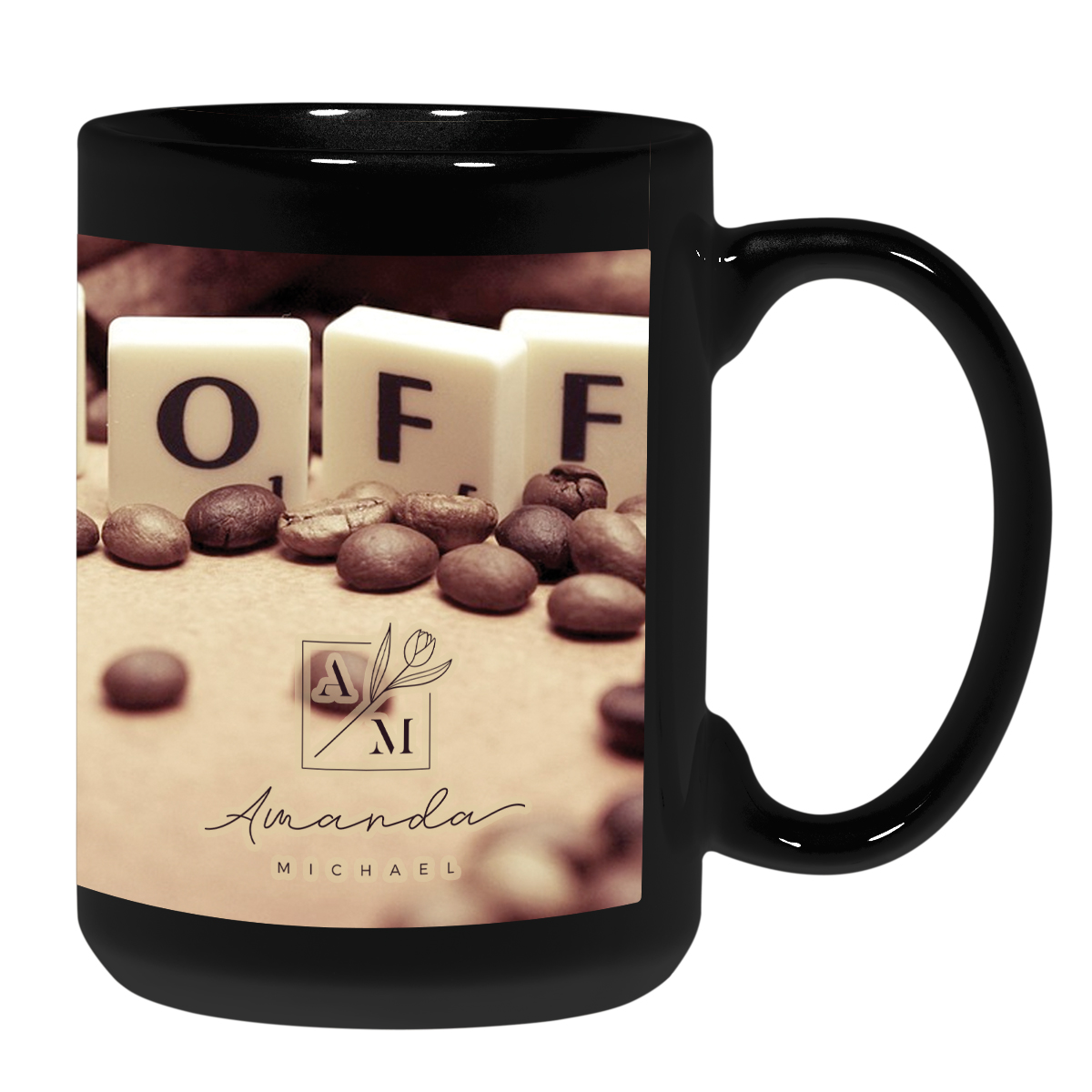 15 Oz. Asher Full Color Mug - BLACK