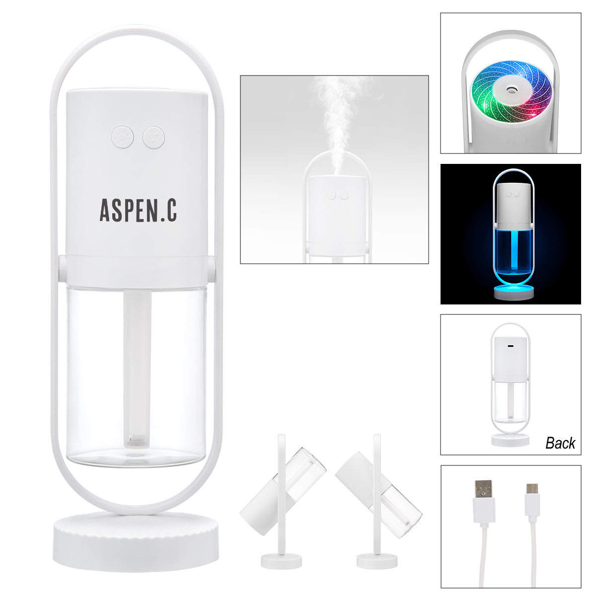 Rechargeable Rotating Light-Up Humidifier 2.0 - WHITE