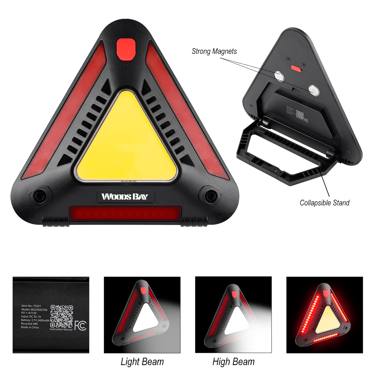 rABS Auto Emergency Triangle Light - BLACK