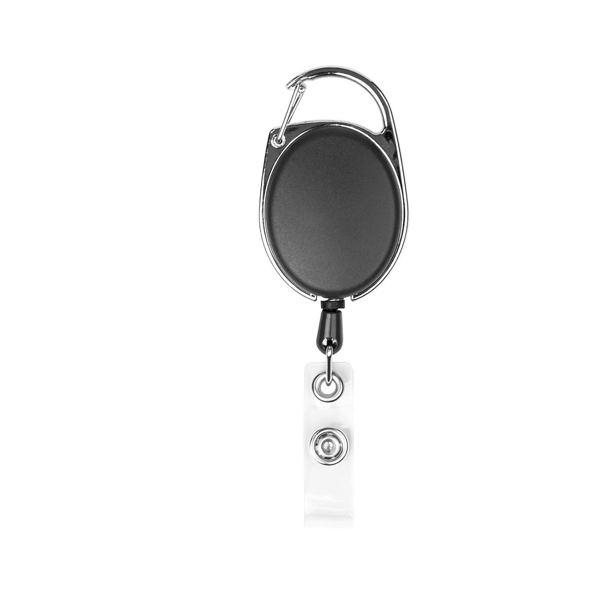 Retractable Badge Holder With Carabiner - BLACK