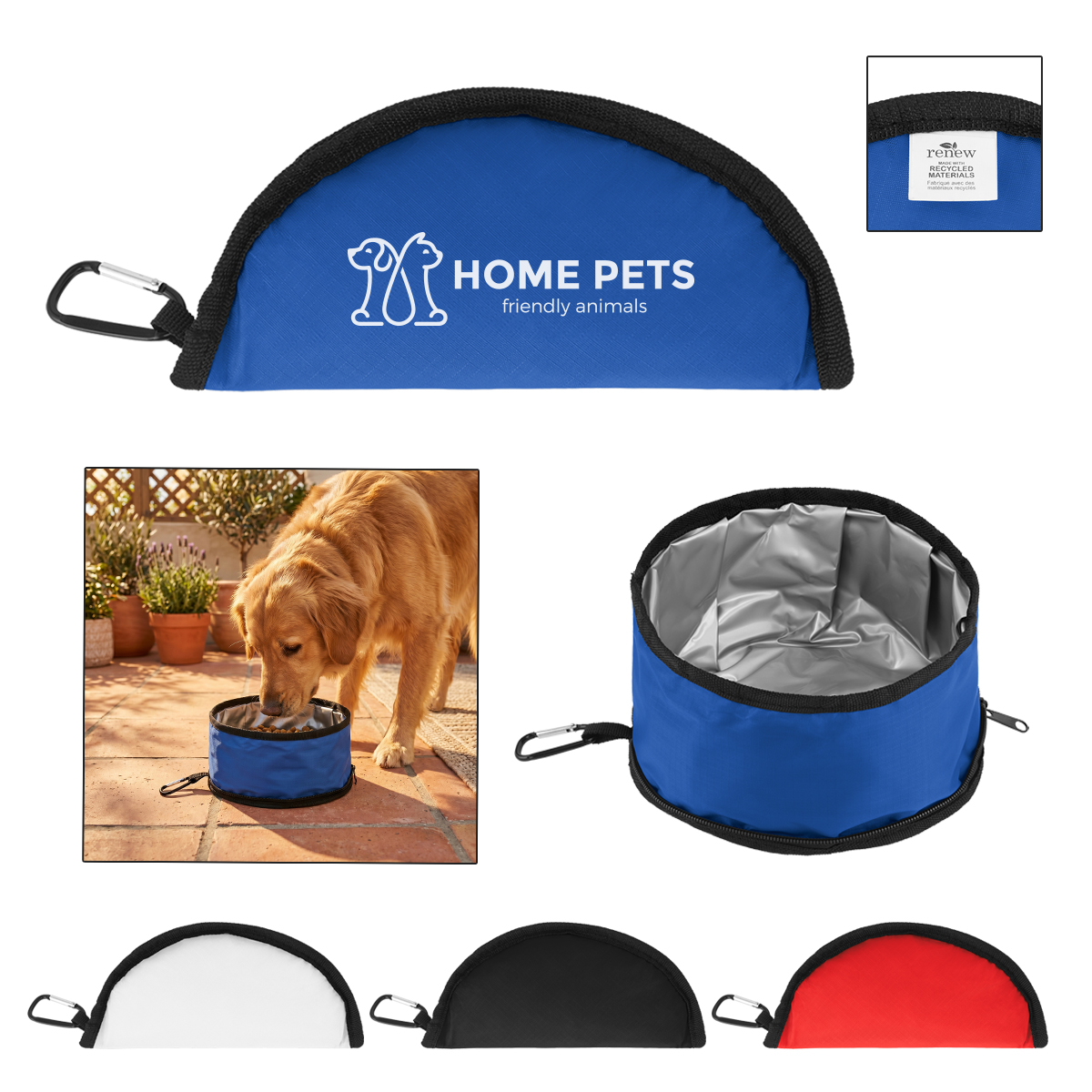 rPET Foldable Dog Food Bowl With Carabiner