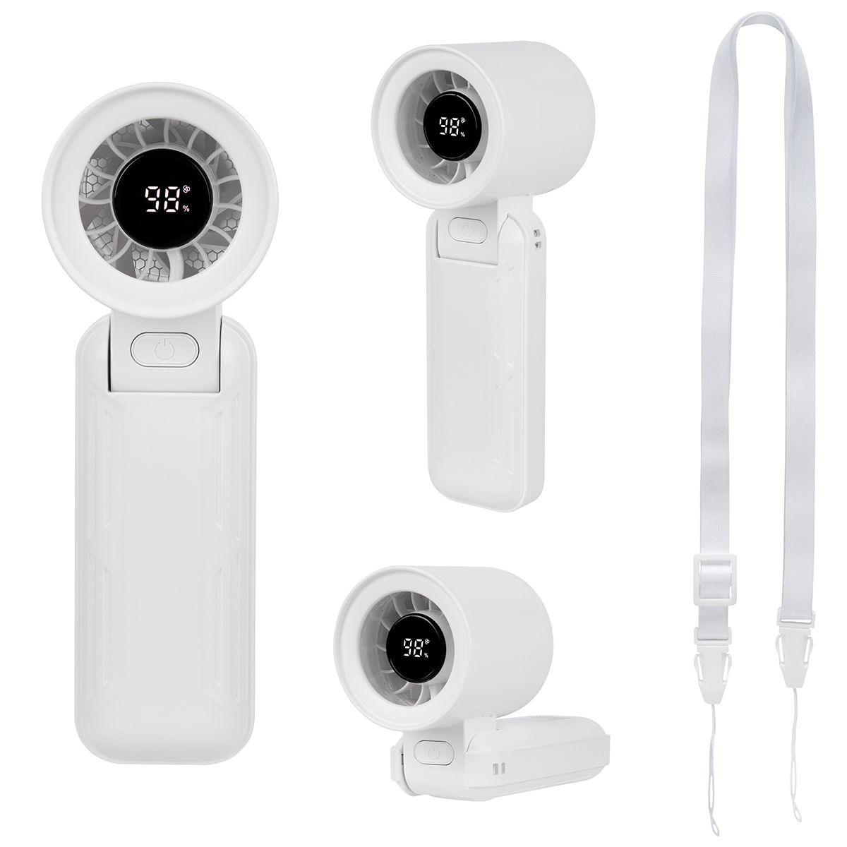 rABS Folding Fan With Digital Display - WHITE